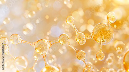 A macro shot of niacinamide molecules merging with skin cells, showing a smooth, hydrated complexion