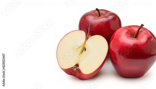 Red Delicious apple - Malus domestica - is a type of apple with a red exterior and sweet taste with a grainy mealy consistency. isolated on white background