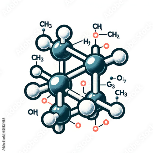 Molecular Structure Diagram, Chemical Compound Illustration of cis trans isomers, stereochemistry , 
Atomic Model Design
Organic Chemistry Visualization