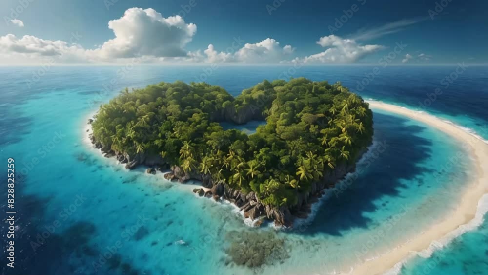 beautiful tropical island in the shape of a heart, sea beautiful tropical island in the shape of a heart, sea