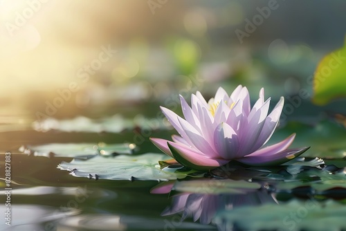 Beautiful white purple lotus blooming on pond