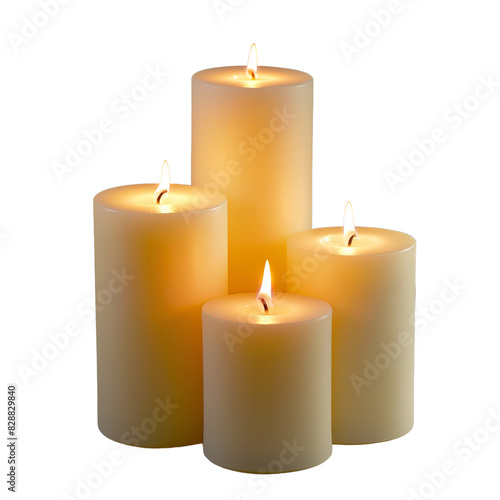 Decorative candles, handmade, used for ambiance and ceremonies, various shapes and colors