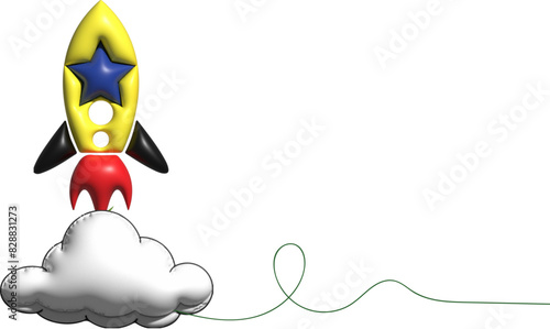 illustration of a rocket above the clouds