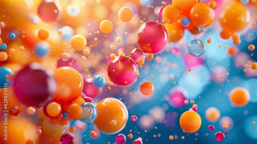 Energetic Colorful Spheres in Playful Motion - Vibrant 3D Photography