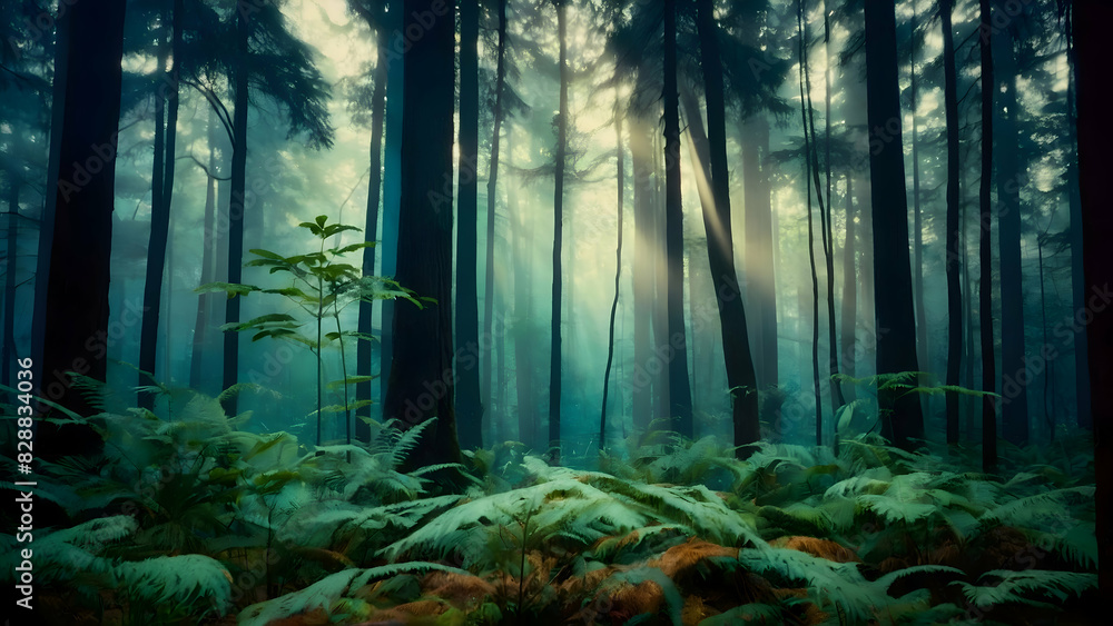 Obraz premium forest in the fog