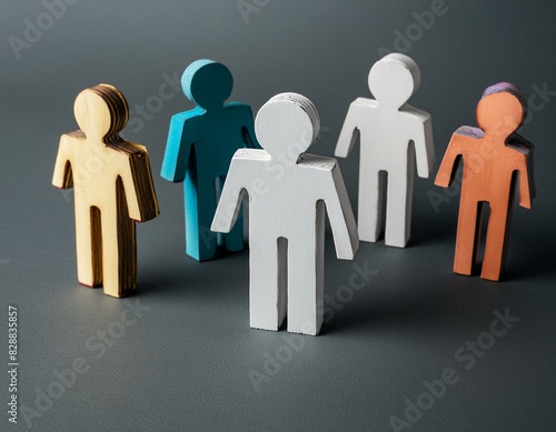  3d abstract colorful human figures on isolated grey background