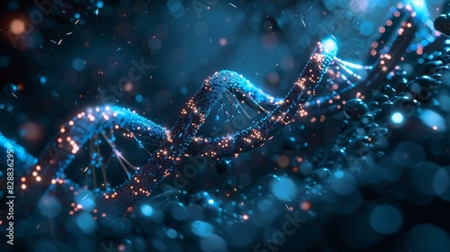 Glowing DNA Helix with Energy Cells photo