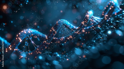 Glowing DNA Helix with Energy Cells © Adobe Contributor