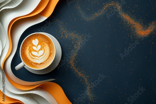 Creative coffee with a starry night backdrop, blending cosmic wonder with caffeine delights photo