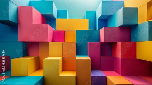 Playful Geometry: Dynamic Arrangements of Colorful 3D Blocks
