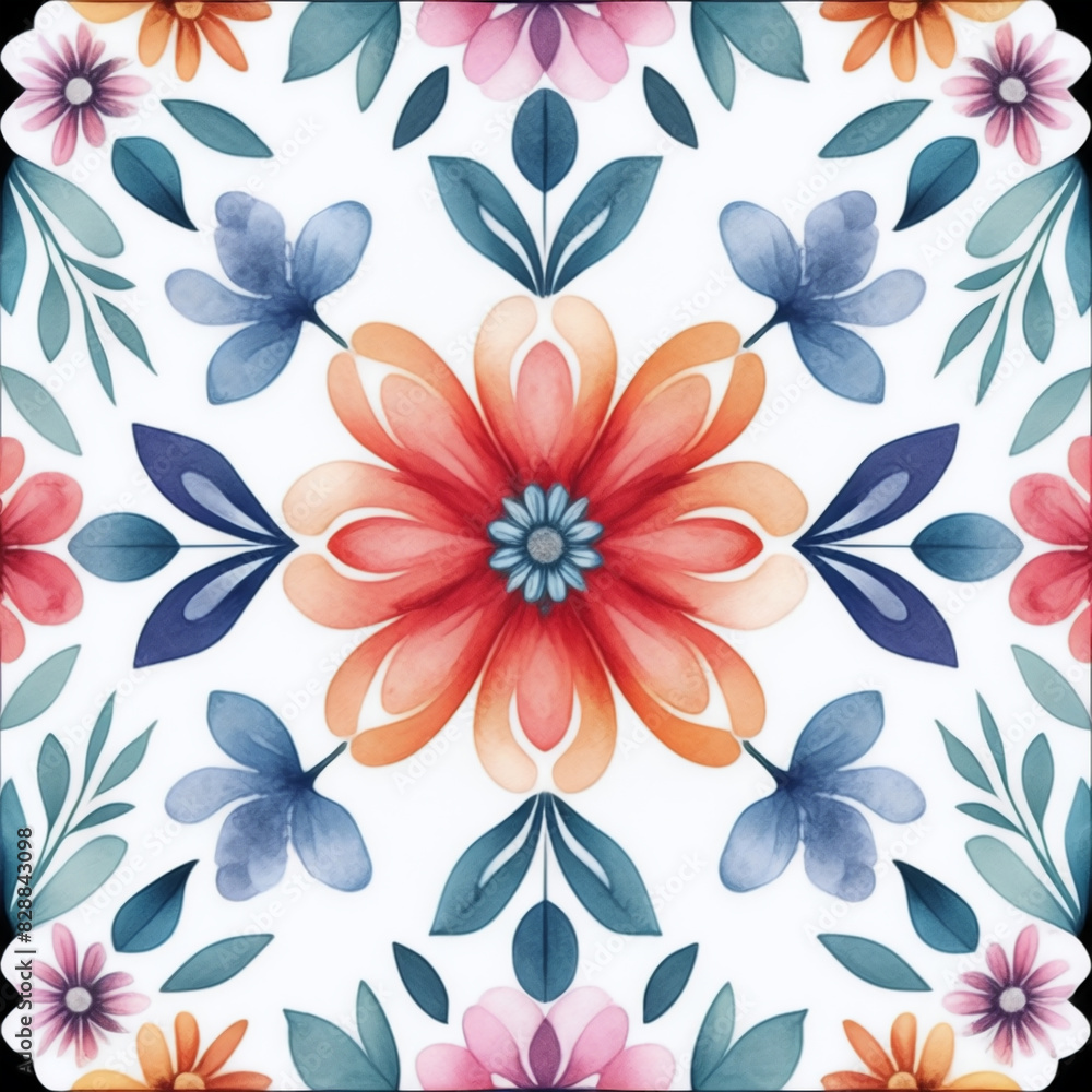 Fototapeta premium Seamless Floral Pattern in Watercolor