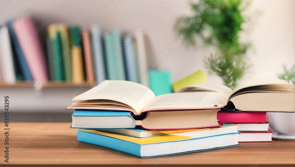 open books on a wooden table open books on a wooden table