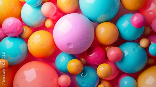 Energetic Multicolored Spheres Floating in a Creative Composition © patinyats