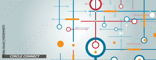 Color graphic background. Circles and dots connections design. Vector illustration