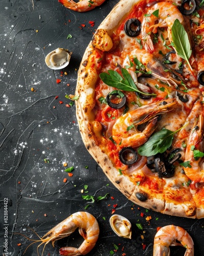 Delicious Seafood Pizza with Fresh Ingredients