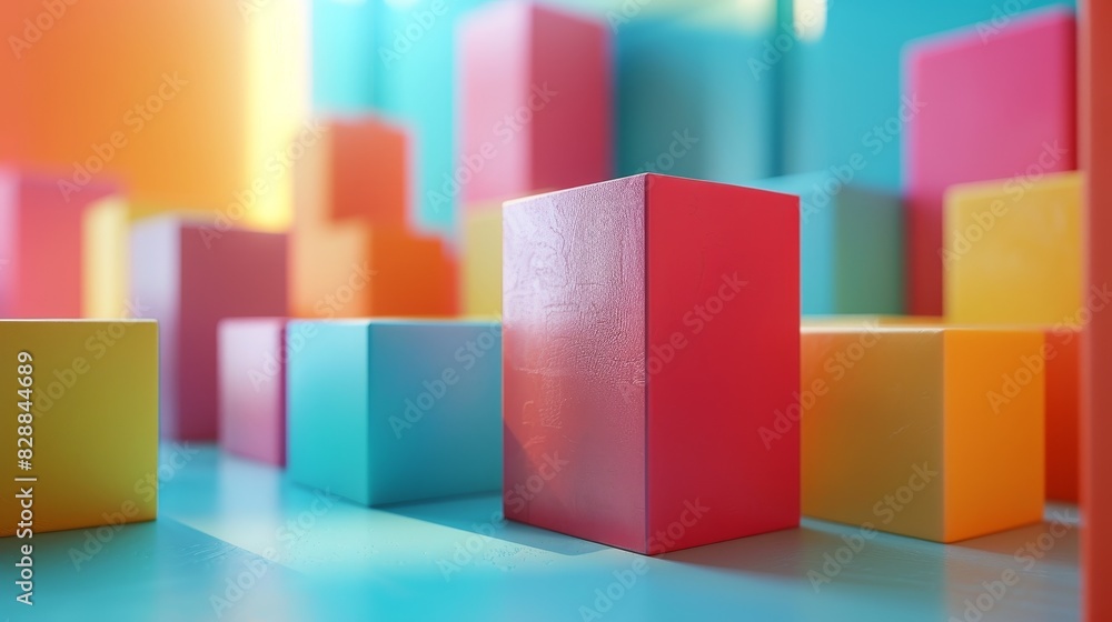 Vibrant 3D Blocks Composition on Bright Background - Creative Abstract Design Concept Vibrant 3D Blocks Composition on Bright Background - Creative Abstract Design Concept