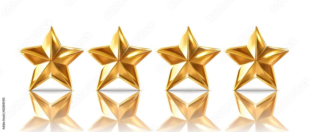 golden stars for product rating reviews for websites and mobile applications, white background PNG
