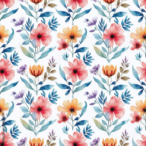 Seamless Floral Pattern in Watercolor