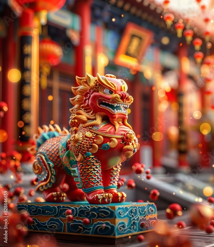 Chinese lion dance photo