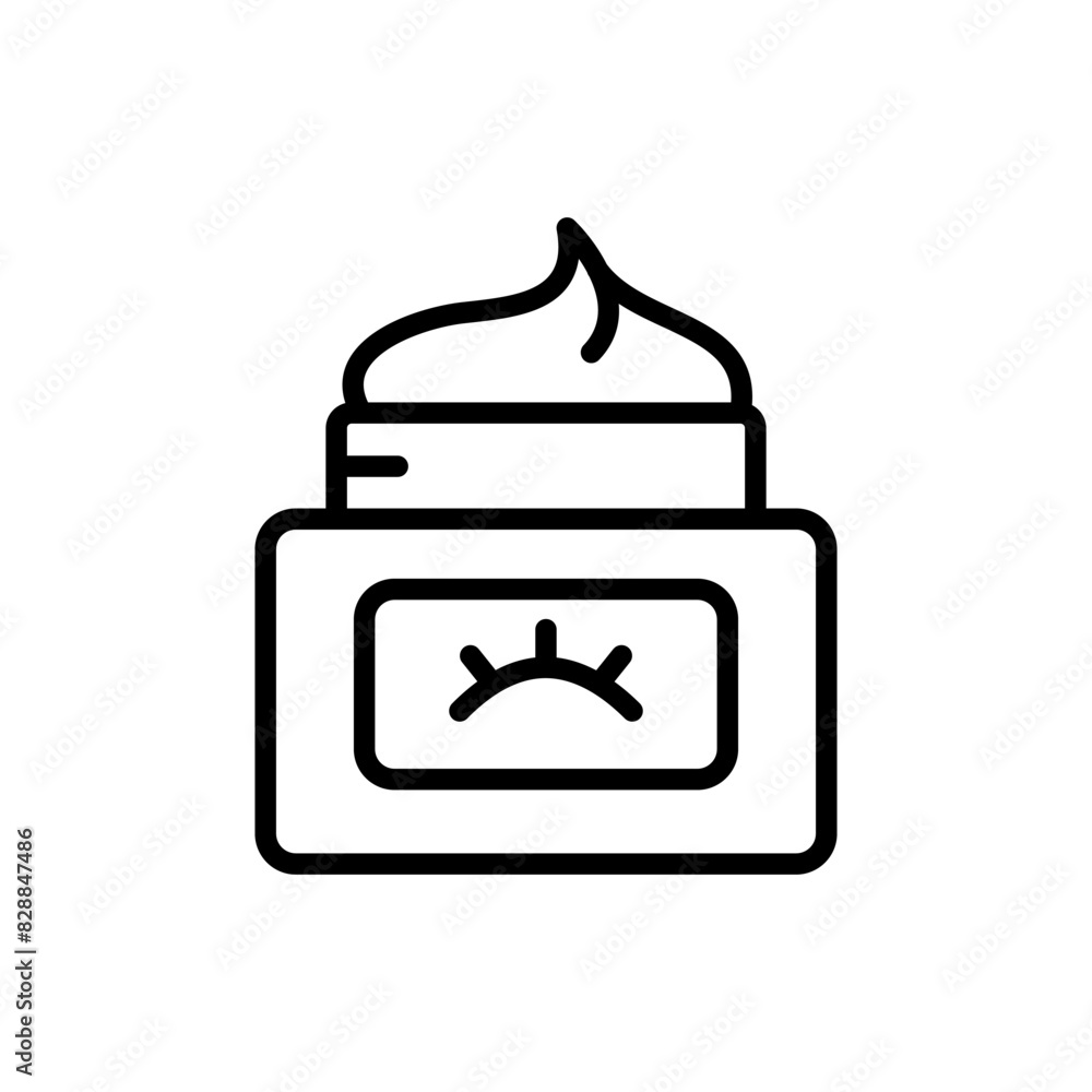 Obraz premium Eye cream outline icon. Eye care products, serum, gel, mask. Anti dark circle cosmetics. Contour symbol. Vector isolated outline drawing for web design.
