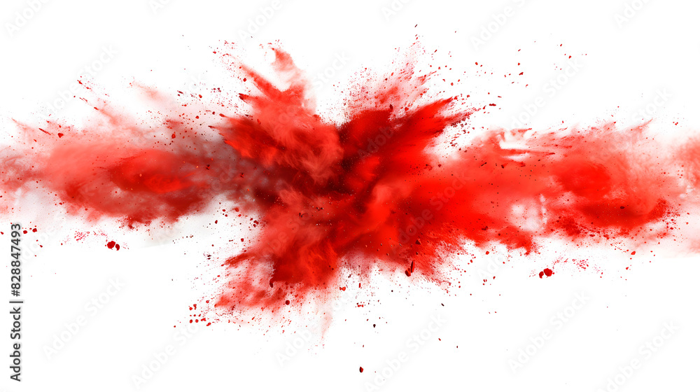 Explosión de polvo rojo en fondo blanco Explosión de polvo rojo en fondo blanco