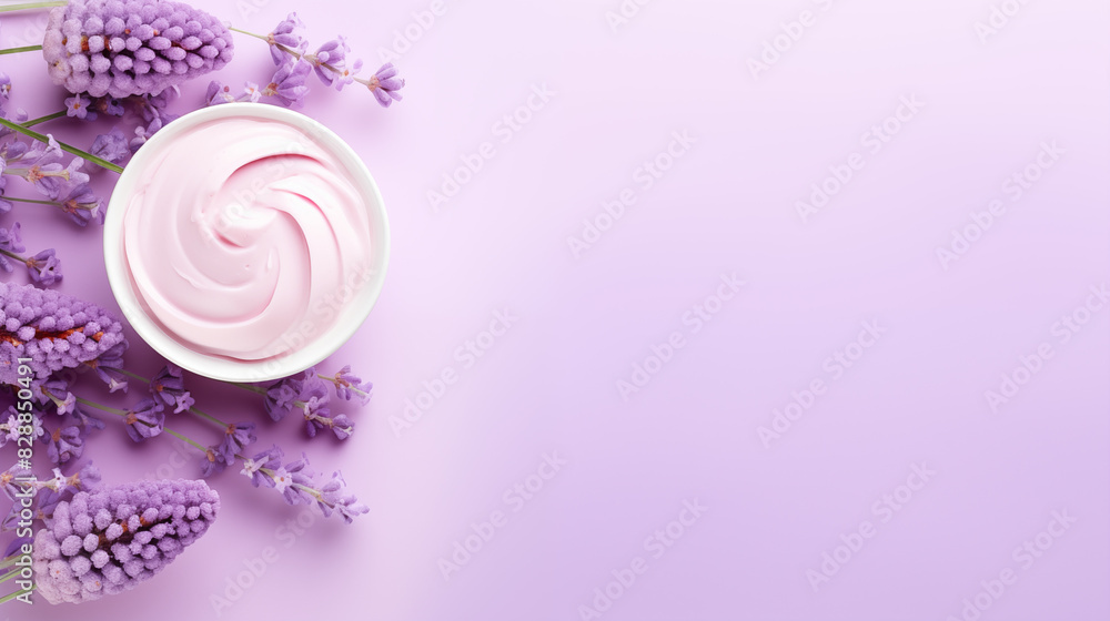Lavender Decor with Cream Bowl on Pastel Lavender Decor with Cream Bowl on Pastel