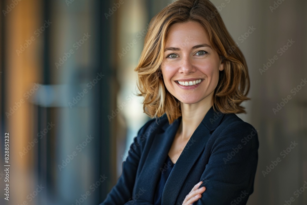 Smiling business woman with arms crossed portrait. Smiling business woman with arms crossed portrait.