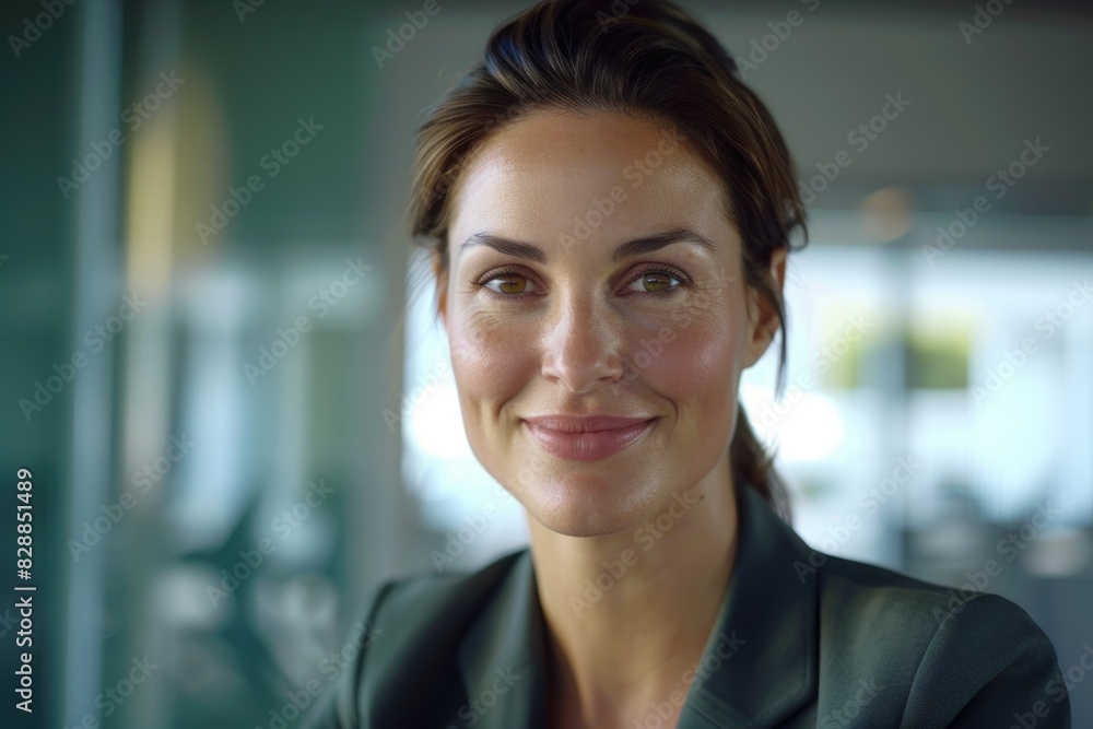 Portrait of smiling modern business woman in office Portrait of smiling modern business woman in office