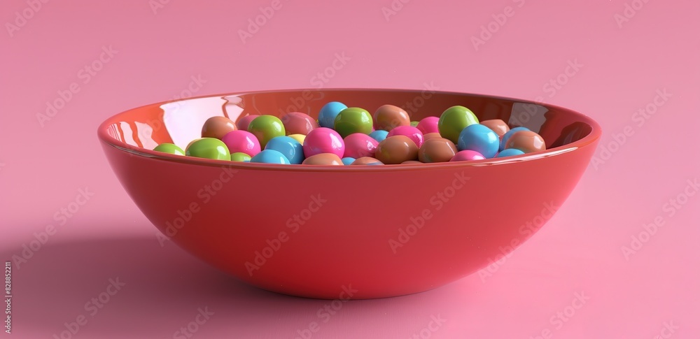 A pile of shiny and sweet colorful candies in the photo in a red bowl A pile of shiny and sweet colorful candies in the photo in a red bowl