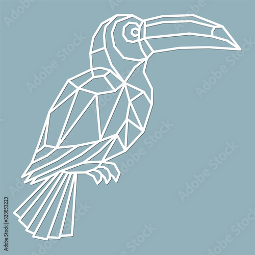 Beautiful illustration of a toucan bird, beautiful lines, laser cutting