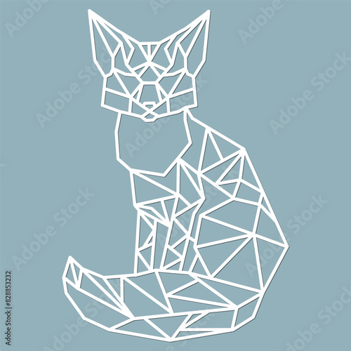 Beautiful illustration of a fox, beautiful lines, laser cutting