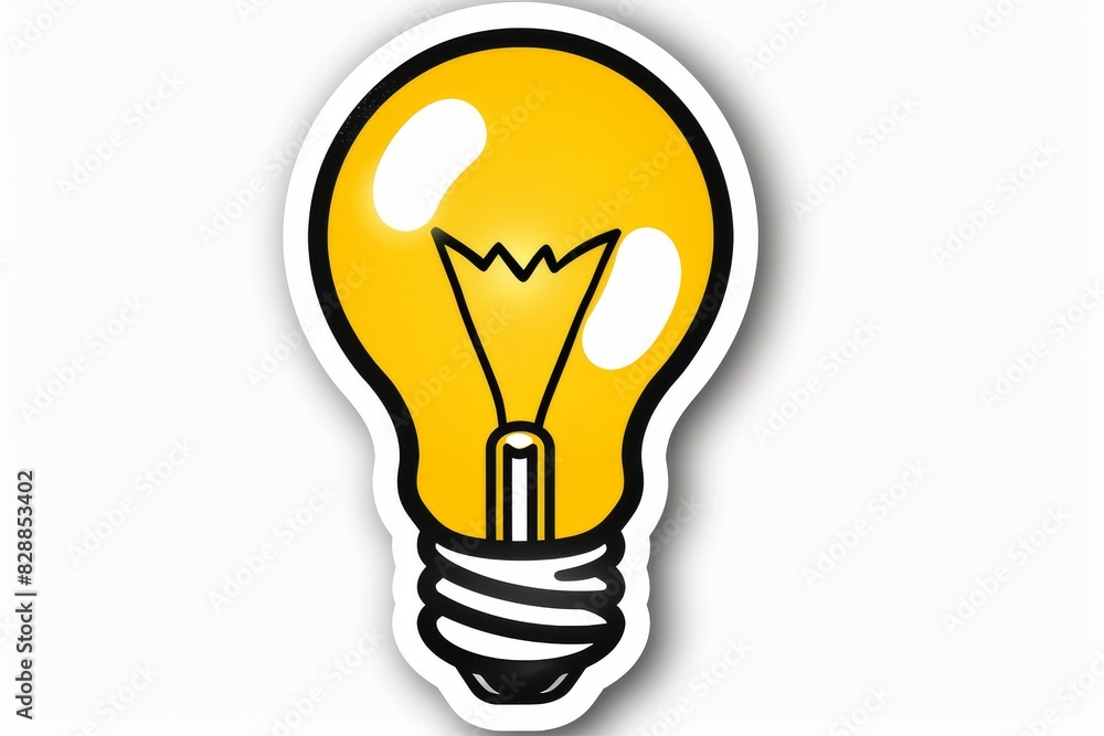 Bright yellow light bulb icon, symbolizing innovation, ideas, and creativity on a plain white background Bright yellow light bulb icon, symbolizing innovation, ideas, and creativity on a plain white background