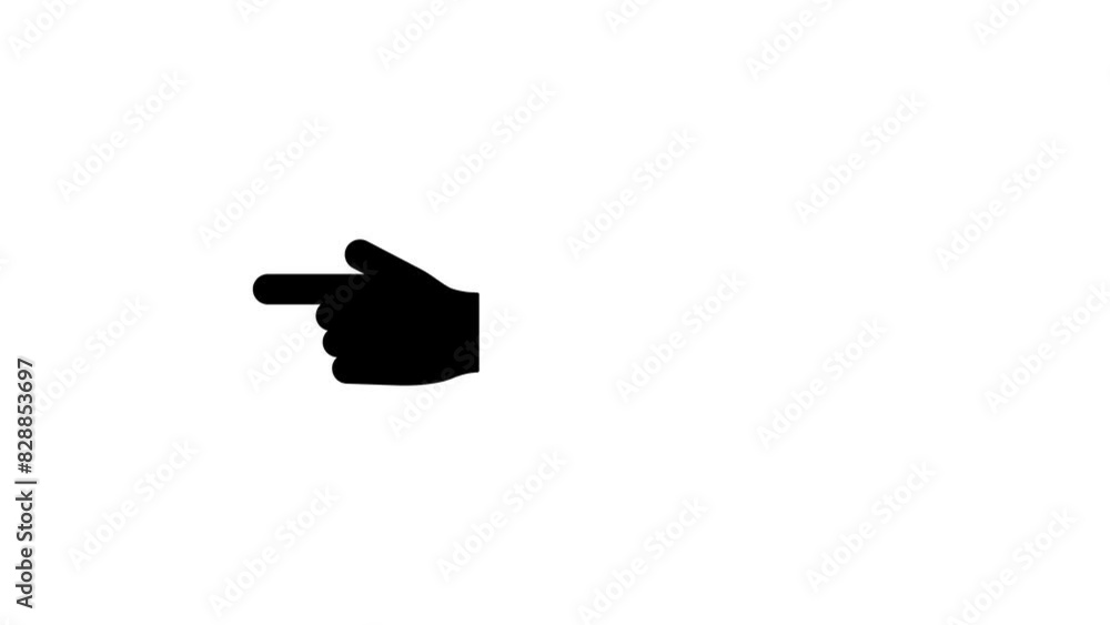 Animation of left pointing hand icon with transparent background Alpha channel. 4K resolution loop animation. Animation of left pointing hand icon with transparent background Alpha channel. 4K resolution loop animation.