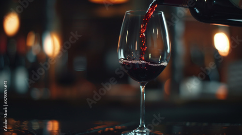 Refined Pouring of Red Wine into a Glass