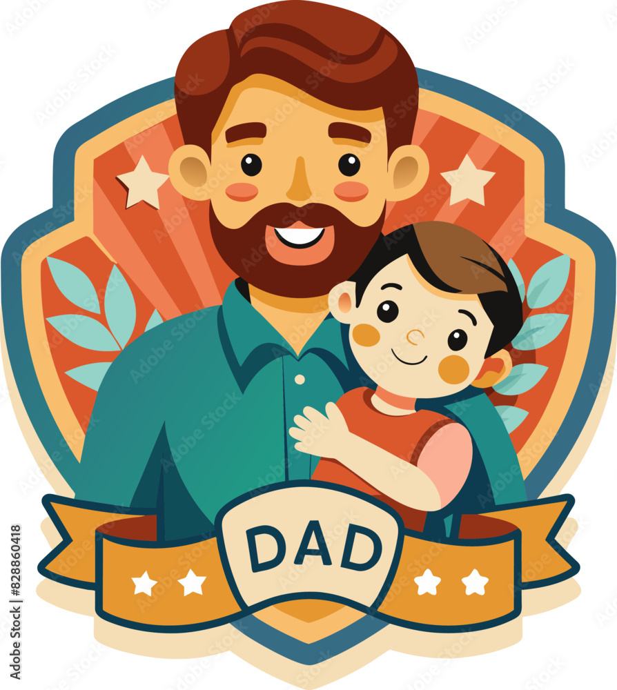 Father's day Sticker on badge Illustration. Design use for postcard, label, logo Father's day Sticker on badge Illustration. Design use for postcard, label, logo