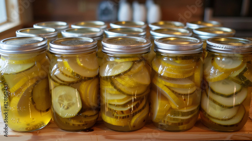 jars of pickled cucumbers photo