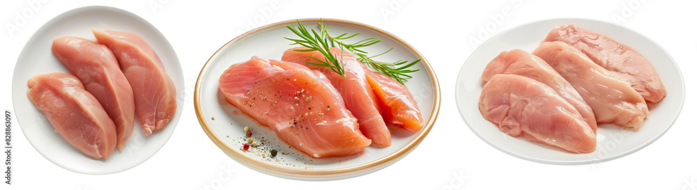 Set of raw chicken breast cut out transparent isolated on white background PNG file Set of raw chicken breast cut out transparent isolated on white background PNG file