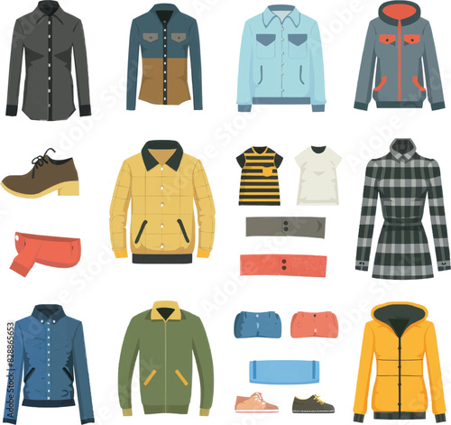 Clothes icons set. Cartoon set of clothes vector icons for web design