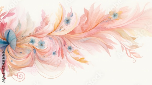 Wallpaper Mural Elegant watercolor artwork with flowing pastel colors and floral elements on a light background, perfect for creative use and design projects. Torontodigital.ca