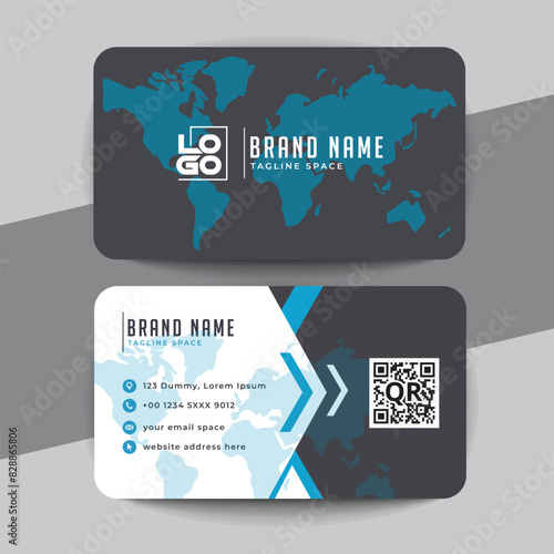 abstract blue visiting card layout design template