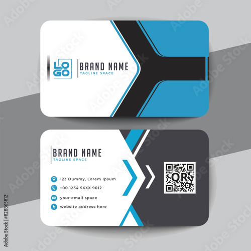 abstract blue visiting card layout design template