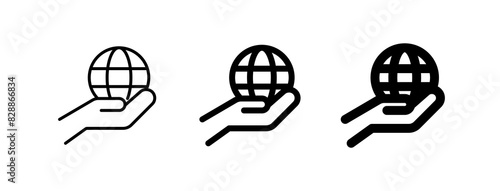 Editable hand holding earth, environment care, save the earth vector icon. Ecology, eco-friendly. Part of a big icon set family. Perfect for web and app interfaces, presentations, infographics, etc