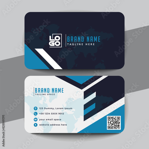 abstract blue visiting card layout design template