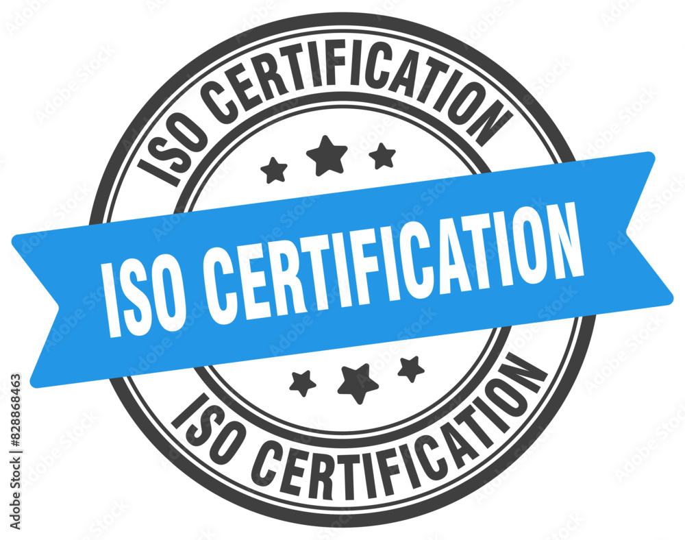 Fototapeta premium iso certification stamp. iso certification label on transparent background. round sign