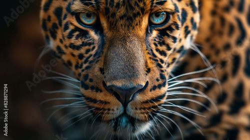 A High Quality Close-up Portrait of a Leopard for Wildlife Photography with Detailed Fur Texture  Ai Generated