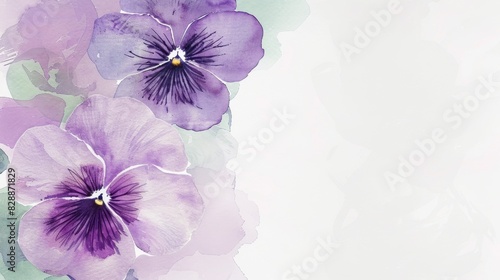 Elegant Purple Pansies Watercolor Background for Artistic Design