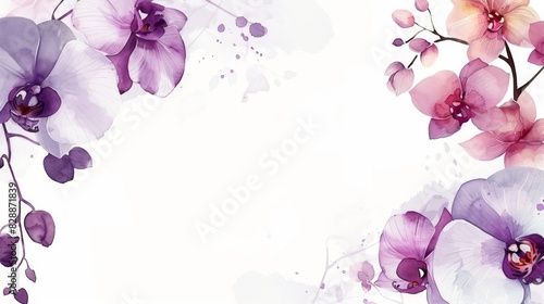 Fototapeta Naklejka Na Ścianę i Meble -  Elegant Watercolor Orchids on Delicate Background for Design Use