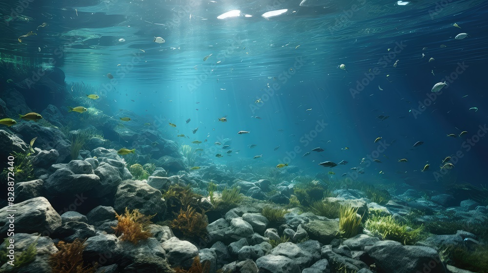 Fototapeta premium Plastic water bottles pollute ocean UHD Wallpaper