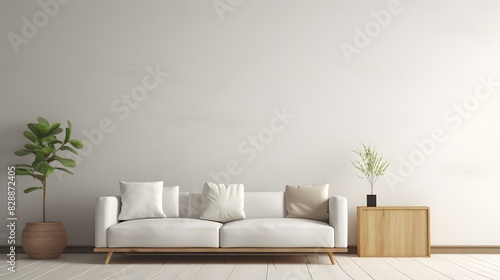 Modern minimalist living room interior. Generative AI. © Studicon