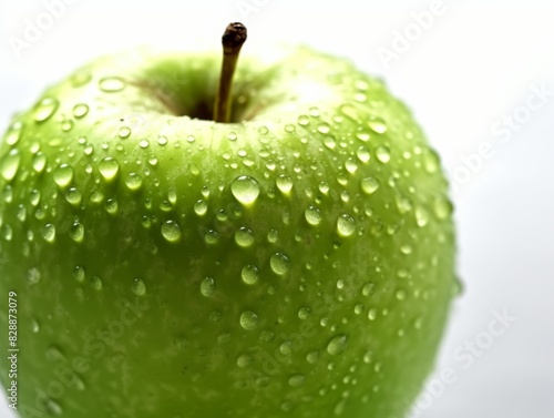 Fresh Green Apple on White Background Generative AI
